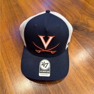 NWT UVA Navy and White Mesh Cap with Orange & White Logo. Adjustable!